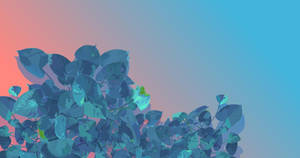Fondo de pantalla de hojas azules de arte estético — Azul simple estético Fondos de pantalla