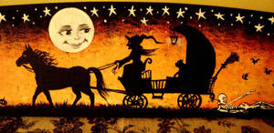 Bruja Vintage de Halloween en Carruaje