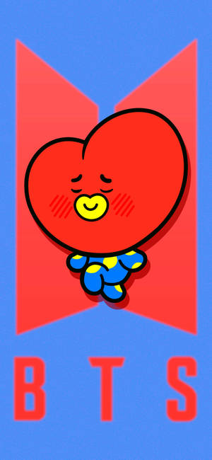 Fondo de pantalla de BT21 Tata sobre el logo de BTS — iPhone 14 Plus Fondos de pantalla