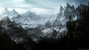 Fondo de pantalla de un caballero en las montañas cubiertas de nieve — 1600x900 Fondos de pantalla