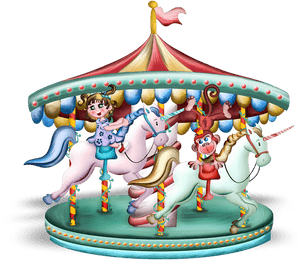 Caballo de carrusel animado con niño