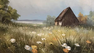 Pintura de Cabaña Cottagecore Escritorio