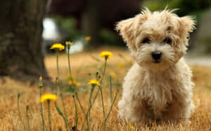 Cachorro adorable y feliz disfrutando del aire libre — Perro Fondos de pantalla
