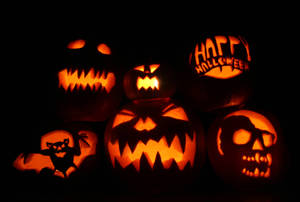 Calabazas Iluminadas de Halloween con Estética Linda — Estética linda de halloween Fondos de pantalla