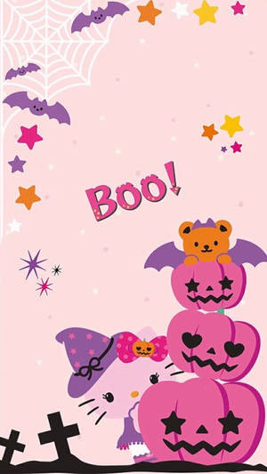 Calabazas Rosadas Kawaii de Halloween