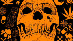 Calavera Naranja de Halloween Vintage