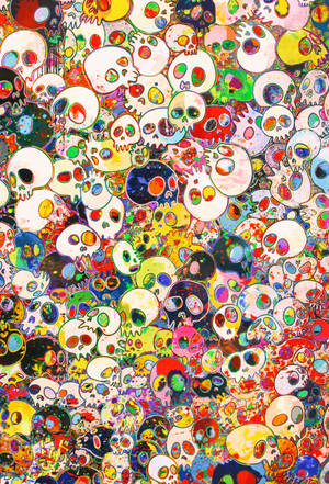 Calaveras de Takashi Murakami Grandes 4K — Xiaomi Pad 9 Pro Fondos de pantalla