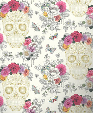 Fondo de pantalla de calaveras elegantes sobre fondo blanco — Blanco aesthetic Fondos de pantalla