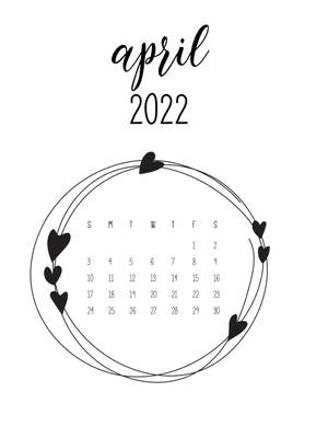 Calendario de abril 2022 en blanco y negro — Estética minimalista Fondos de pantalla