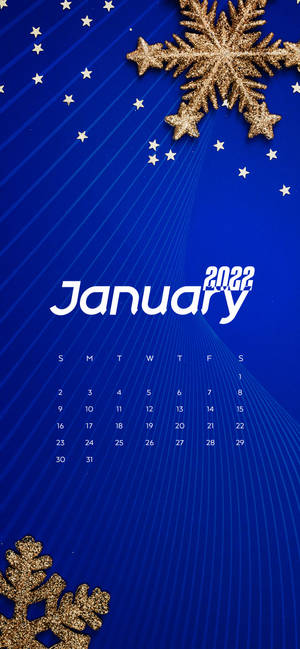 Fondo de pantalla de calendario de copos de nieve azul enero 2022 — iPhone 15 Pro Max Fondos de pantalla