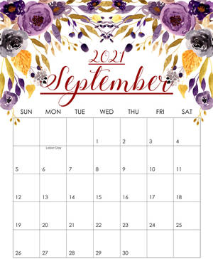 Fondo de pantalla de calendario de flores moradas septiembre 2021 — Galaxy Z Fold 5 Fondos de pantalla