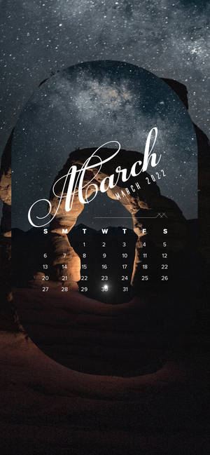 Fondo de pantalla de calendario estrellado marzo 2022 — iPhone 16 Fondos de pantalla