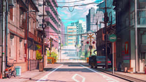 Calle de ciudad anime japonesa