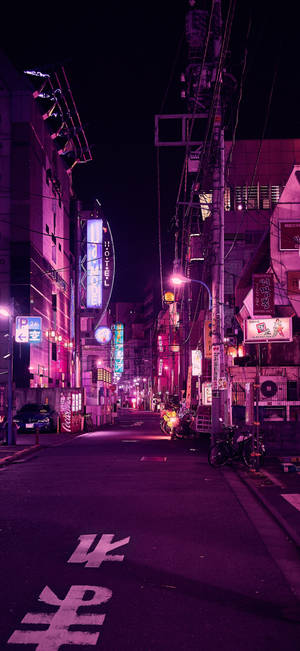 Calle de Tokio Estética Negra y Púrpura — iPhone X Fondos de pantalla