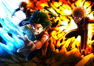 Fondo de pantalla lindo de Todoroki con Midoriya y Bakugo