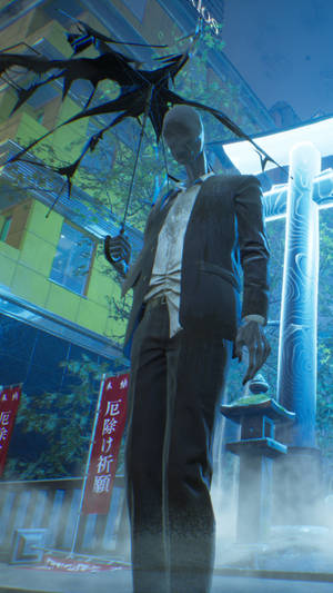 Fondo de pantalla de Caminante bajo la lluvia de Ghostwire Tokyo