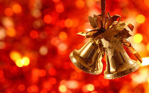 Fondo de pantalla de campanas doradas navideñas para escritorio — Navidad escritorio Fondos de pantalla