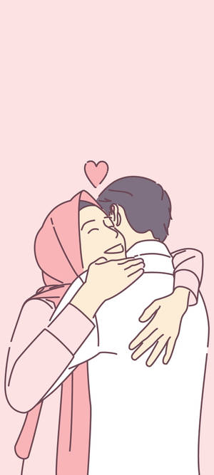 Caricatura de Amor Rosa con Hiyab — Oppo F29 Pro Fondos de pantalla
