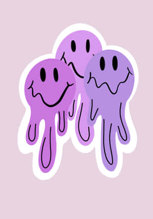 Carita sonriente psicodélica goteando en morado