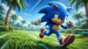 Sonic corriendo a toda velocidad por su icónica Zona de la Colina Verde con energía y rapidez. — Sonic Fondos de pantalla