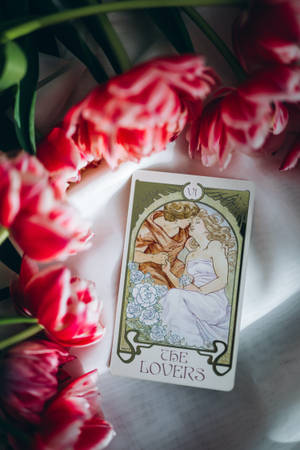 Carta del Tarot de Los Enamorados — Flores Fondos de pantalla