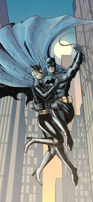 Fondo de pantalla de Catwoman y Batman volando — iPhone 12 mini Fondos de pantalla