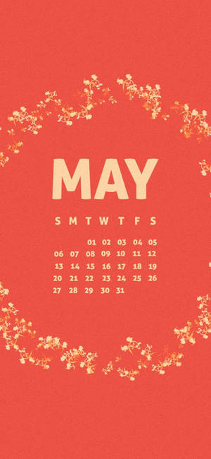 Fondo de pantalla de calendario rojo de mayo con flores. — iPhone 12 mini Fondos de pantalla
