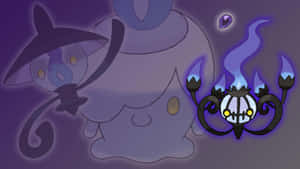 Chandelure con silueta de Lampent y Litwick — Anime escritorio Fondos de pantalla