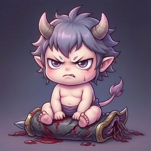 Adorable versión chibi de Sukuna como bebé con cara de enojo. — Galaxy Watch Fondos de pantalla