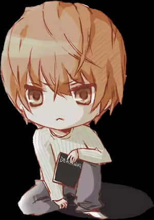 Chibi Light Yagami con Death Note