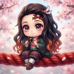 Adorable versión chibi de Rui jugando con una araña