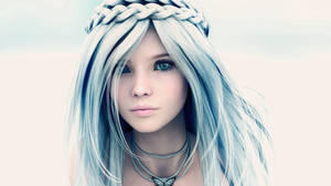 Fondo de pantalla de primer plano de chica 3D de cabello azul