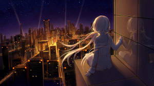 Chica Anime 8K Contemplando la Ciudad