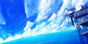 Chica anime cielo azul