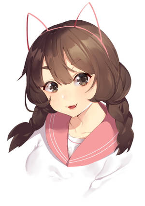 Chica anime con orejas de gato y trenzas — Gato anime Fondos de pantalla