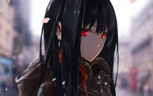Fondo de pantalla de chica anime con sudadera y ojos rojos — Chica anime linda Fondos de pantalla