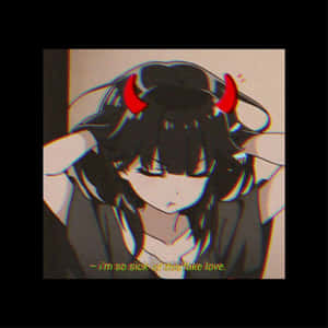 Chica anime de estética oscura con cuernos de diablo