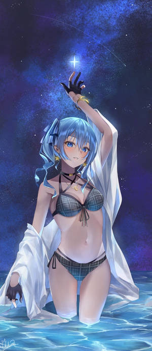 Chica Anime en Bikini de Noche — Galaxy Z Flip Fondos de pantalla