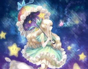 Fondo de pantalla de chica de arte anime sosteniendo un paraguas