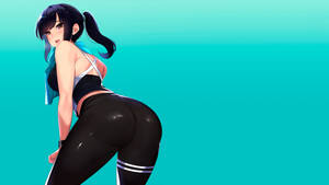 Chica anime fitness modelando su trasero