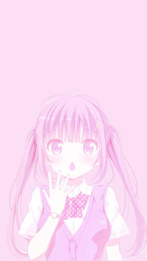 Chica anime kawaii de escuela en rosa — Estética anime rosa Fondos de pantalla