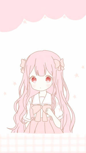 Chica Anime Kawaii con Listones Rosas