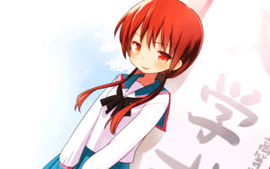 Fondo de pantalla de chica anime linda de cabello rojo