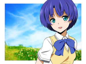 Fondo de pantalla de chica anime linda en el campo