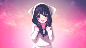 Fondo de pantalla de chica anime linda con sudadera blanca