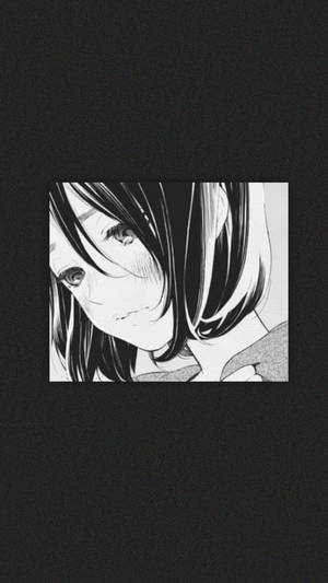 Chica anime triste estética blanco y negro para teléfono — Anime en Blanco y Negro Fondos de pantalla