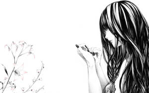 Chica Anime Tristemente Sutil en Blanco y Negro — Anime triste GIF Fondos de pantalla