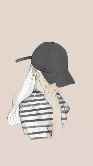 Chica con Gorra Bocetos Estéticos — Estética cottagecore Fondos de pantalla