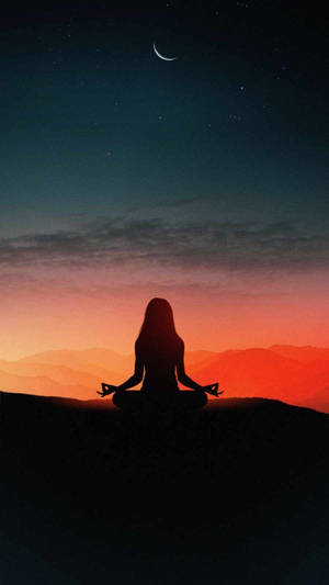 Chica haciendo yoga en iPhone X estética — Atardecer Fondos de pantalla