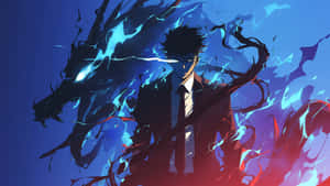 anime, relámpago, aura, energía azul, guerrero, genial, fondo de pantalla 4K, escritorio, poder, eléctrico